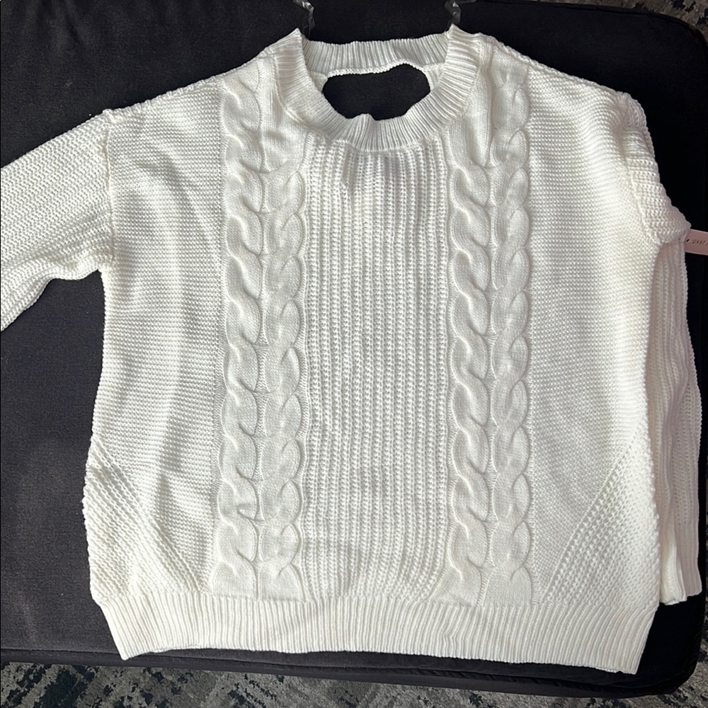 Crave Fame White Cable Knit Sweater